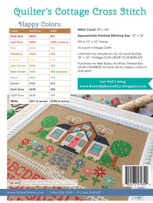 It's Sew Emma Quilters Cottage Cross Stitch Pattern - ISE-403 - Leaflet