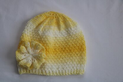 Ray of Sunshine Baby Hat with Flower.