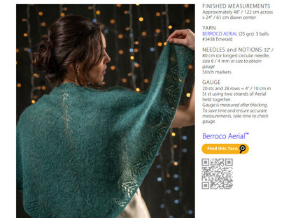 Nikini Shawl in Berroco Aerial - Downloadable PDF