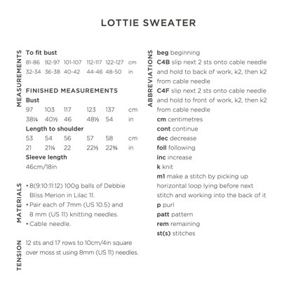 "Lottie" - Jumper Knitting Pattern Women in Debbie Bliss Merion by Debbie Bliss