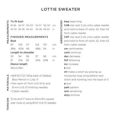 "Lottie" - Jumper Knitting Pattern Women in Debbie Bliss Merion by Debbie Bliss