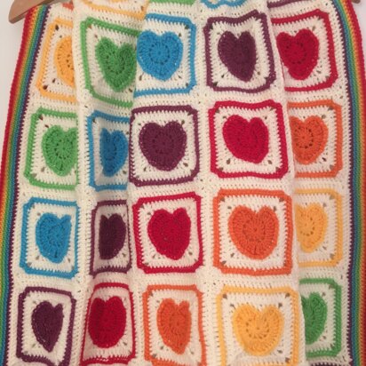 Rainbow of Hearts Blanket