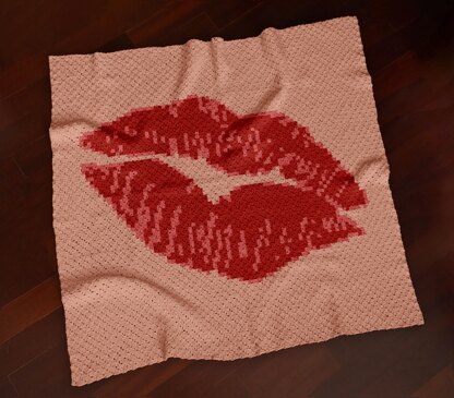 C2C Kiss My Lips Blanket Sexy Hug Graphghan Valentine's Day Throw CROCHET PATTERN