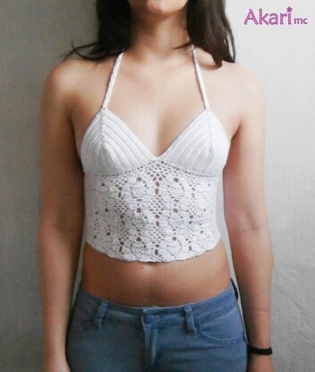 Pineapple motif top with corset back _ C18 Crochet pattern by