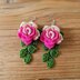 Crochet 3 d flower earrings