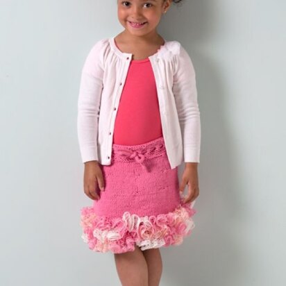 Girl's Ruffled Skirt in Red Heart Soft Baby Steps Solids - LW4398
