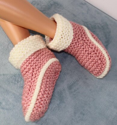 Ladies 2 Colour Super Chunky Slipper Boots