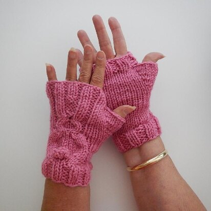 Bunny Fingerless Mittens Design 2 - knitting pattern