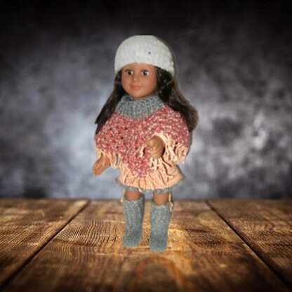 Peach Poncho set for 18 inch doll