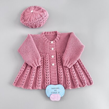 Lilibet Baby Coat & Beret knitting pattern  20-22" chest size