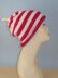 Simple Stripe Roll Brim Topknot Slouch Hat