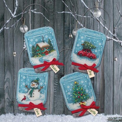 Dimensions Christmas Jar Ornaments (14 count) Cross Stitch Kit