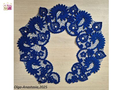 Antique Blue Irish Lace Collar