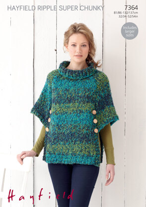 Hollybush Poncho in Hayfield Ripple Super Chunky - 7364 - Downloadable PDF