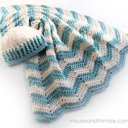 Seafoam Layette Baby Hat & Blanket Set US TERMS 1928