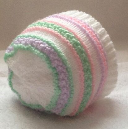 Pastel stripes baby beanie hat