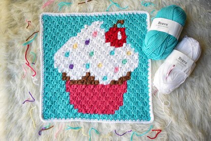 Sprinkled Cupcake C2C Square