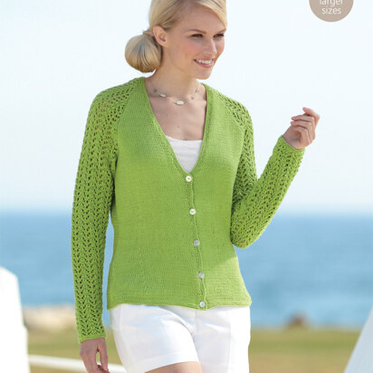 V Neck Cardigan in Sirdar Cotton DK - 7353 - Downloadable PDF