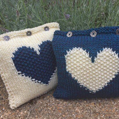 Moss Stitch Heart Cushion Cover