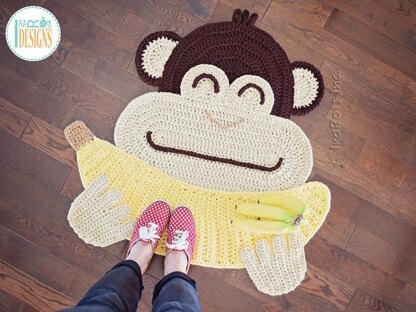 Chip the Chimpanzee Banana Monkey Rug