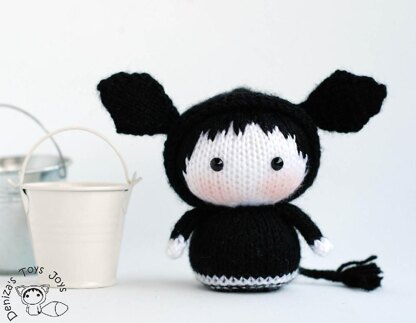 Black Angus Cow Doll named Lexi. Toy from the Tanoshi series.