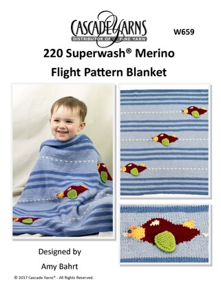 Flight Pattern Blanket in Cascade Yarns 220 Superwash® Merino - W659 - Downloadable PDF