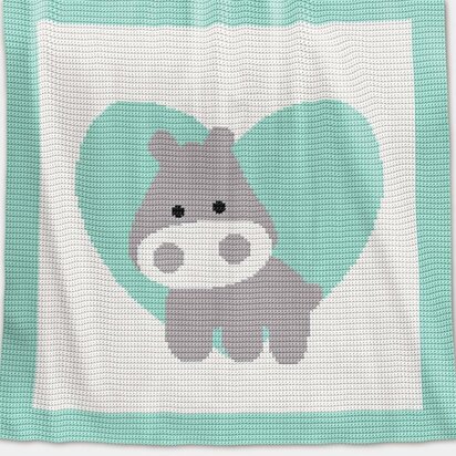 CROCHET Baby Blanket - Love Hippo