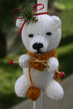 Teeny Knitting Teddy Ornament