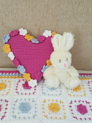 Spring Flowers Heart Cushion