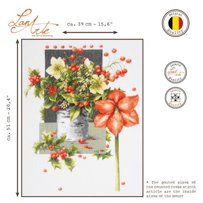 Lanarte Holly Jolly Amaryllis Counted Cross Stitch Kit