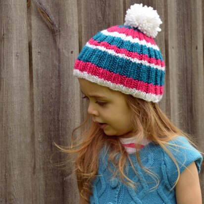 Striped Hat With Pompom