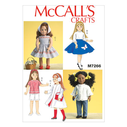 McCall's 18 Retro Doll Clothes M7266 - Paper Pattern Size One Size Only