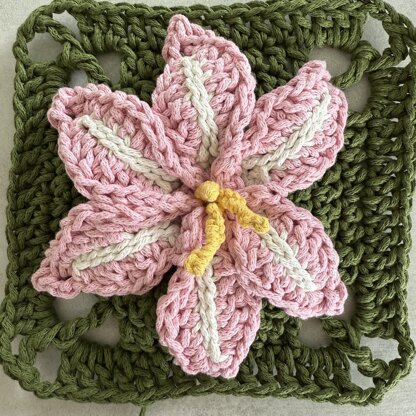 Amaryllis Belladonna Flower Granny Square