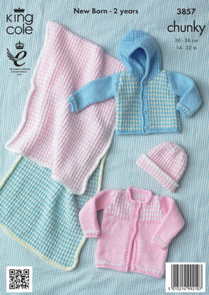 Baby Blanket, Hat and Jacket in King Cole Big Value Chunky - 3857