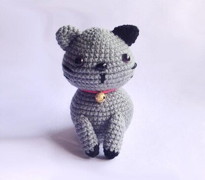 Grey Cat with Bell Crochet Amigurumi