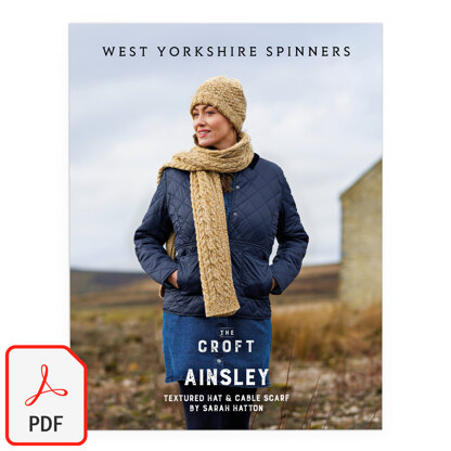 Ainsley Textured Hat & Cable Scarf By Sarah Hatton in West Yorkshire Spinners - WYS1000267 - Downloadable PDF