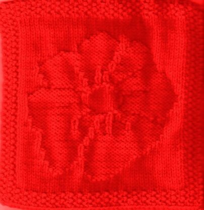 Anzac Poppy Knitted Dishcloth