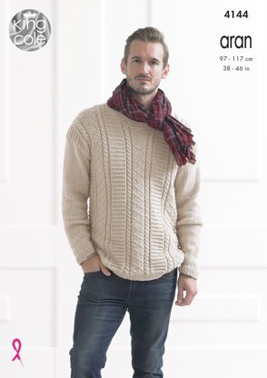 Textured Sweaters in King Cole Big Value Recycled Cotton Aran - 4144 - Downloadable PDF