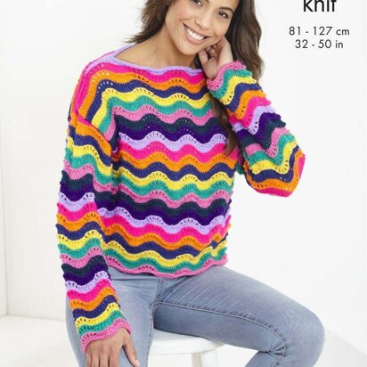 Ladies Sweater in King Cole Pricewise DK - P6181 - Leaflet - knitting pattern