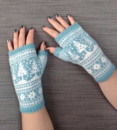 Snowfall Fairisle Nordic Mitts