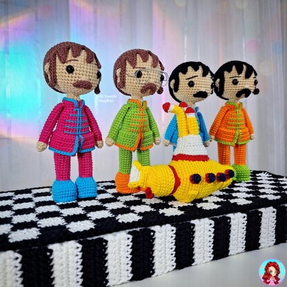🧶 The Beatles & Yellow Submarine – Crochet Amigurumi Pattern (Digital File)