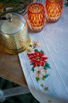 Embroidered Tablecloth with Cross Stitch Flowers