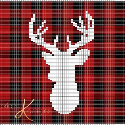 Farmhouse Plaid Deer Knit Pillow Cover