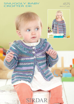 Round Neck Cardigan in Sirdar Snuggly Baby Crofter DK - 4575 - Downloadable PDF