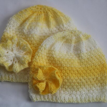 Ray of Sunshine Baby Hat with Flower.