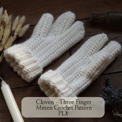 Cloven - Three Finger Mittens Crochet Pattern PDF