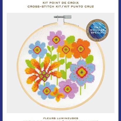 DMC Bright Flowerheads Cross Stitch Kit (with 7in hoop) - 7in