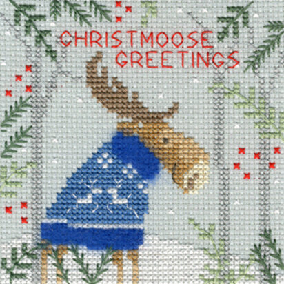 Bothy Threads Xmas Moose Cross Stitch Kit - 10cm x 10cm