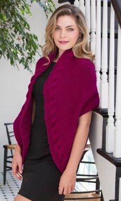 Reversible Cable Wrap in Red Heart With Love Solids - LW4267