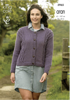 Cable Front Cardigans in King Cole Fashion Aran - 3965